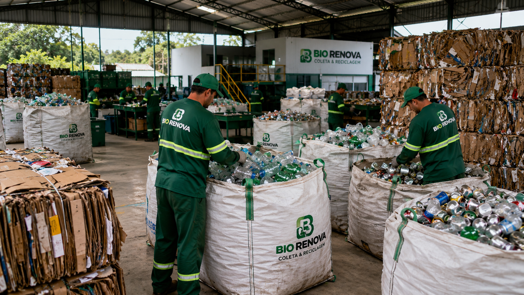 Central de reciclagem e materiais recicláveis